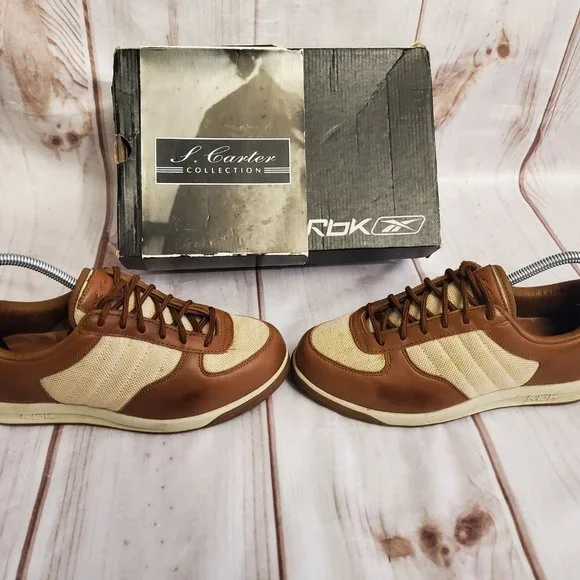 Reebok Rbk S. Carter Collection Leather Sneaker, Kids 5 1/2, Brown/Tan - Picture 7 of 10